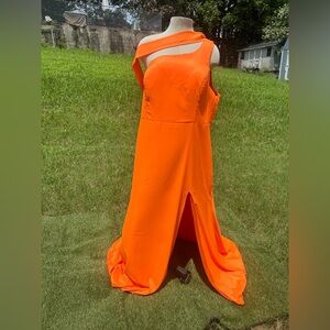 Ryanth Formal Orange Dress,Size 24,One Shoulder Formal Gown,Prom Gown,New